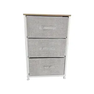 White Maple Style Furniture 3 Canvas Craft Foldable Drawers Dresser Table Jewelry Toys Clothing Socks Underwear Storage Cabinet