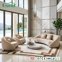 Ensemble de canapés bouclés incurvés haut de gamme, canapé en cuir moderne italien pour hôtel de luxe, villa, projet de mobilier, solution tout-en-un