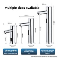 Robinet de lavabo intelligent à induction infrarouge en cuivre et laiton, monotrou, eau froide et chaude, entièrement automatique, chromé, pour l'international