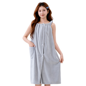 Nuevo Albornoz Absorbente para Mujer, Sin Pelusas, Toalla Envolvente Gruesa para Uso Doméstico, Color Sólido, Rectangular, 400g, Poliéster - Product Image 2