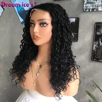 Dream.Ice's Hair Factory Preis 20 Zoll Jerry Curl Lace Front Perücke Gemischtes menschliches Haar, natürliche Farbe menschliches Haar Blend Lace Front Perücke