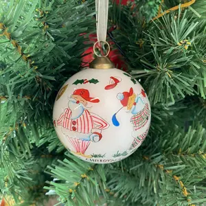 Wholesale Custom Pattern Inside Painted Christmas Tree Glass Ornaments Santa Painting Vintage Glass Christmas Ball Ornaments