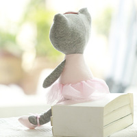 Jolie poupée de compagnie et de confort pour enfants, chat rose en coton, jupe de ballet en coton, jupe en laine, jouet en peluche pour filles