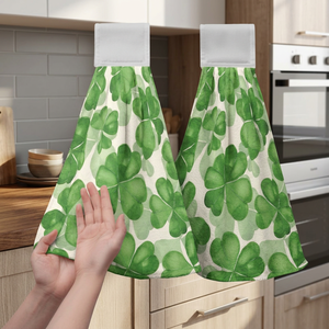 Serviette de cuisine rectangulaire tissée à séchage rapide, motif floral vert, absorbante pour usage domestique - Product Image 1