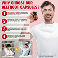 Capsules de racine de betterave 1300 mg, 60 capsules végétales, poudre de betterave naturelle, complément vitaminique pour la pression artérielle, la circulation et l'endurance