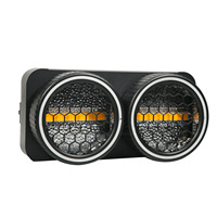 Lumière de scène LED à double œil accrocheuse avec faisceau lumineux intense, halo RVB vibrant, lentille en nid d'abeille, contrôle du son RDM pour les événements et les clubs