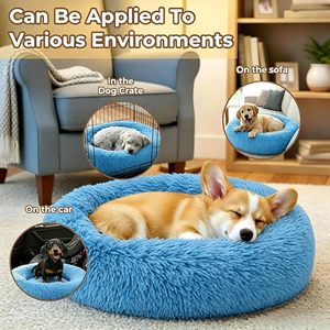 Donut Dog And <b>Cat</b> Bed Round Fluffy Soft Washable Small Pet Bed For Puppy And Kitten Blue 20 X 20 X 8 Inches - Product Image 5