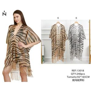 Copricostume Cardigan con Stampa Zebrata 92x165cm con Frange - Product Image 3
