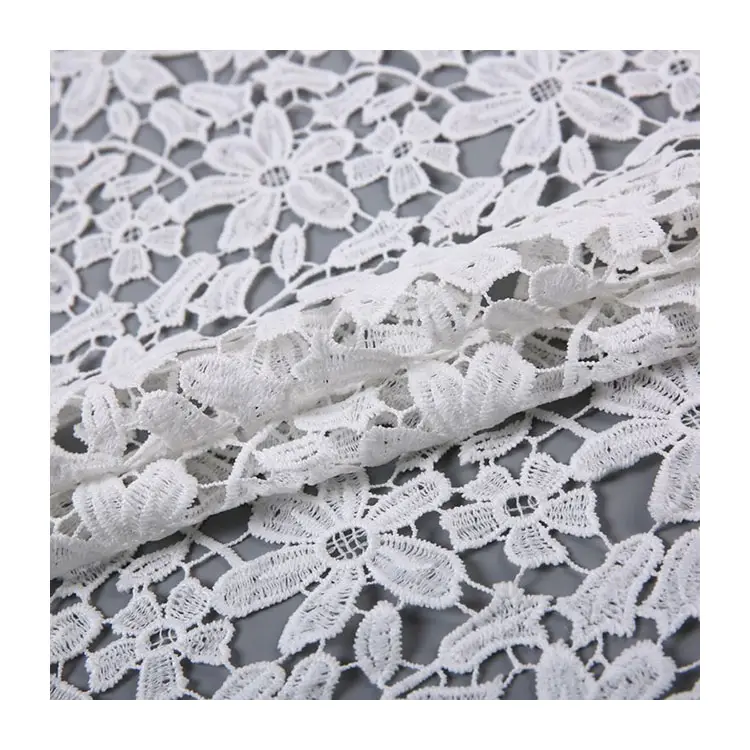 HA-10188D Meilleure vente de tissu de dentelle guipure blanche africaine soluble dans l'eau chimique lots en stock