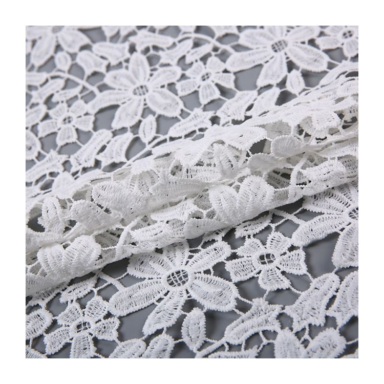 Ha-10188d Best Selling Chemical Water Soluble African White Guipure Lace Fabric Stock Lots