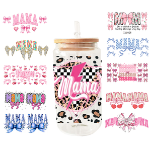 สติกเกอร์ติดแก้วลายวันแม่ MAMA ขนาด 16 ออนซ์ แบบกำหนดเอง พิมพ์ลาย UV DTF สำหรับตกแต่งแก้ว ทนทาน - Product Image 2
