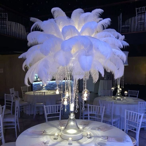 Plumes d'autruche artificielles blanches lisses en gros pour la décoration de centre de table de mariage - Product Image 1