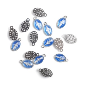 Medaglia Cattolica della Vergine Maria 15x9mm Piccola Ovale in Lega per Rosario - Product Image 3