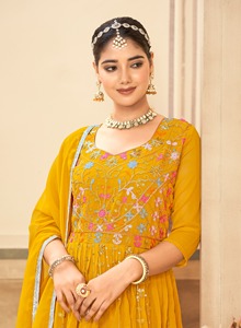 Robes de festival en fausse georgette de créateur avec dupatta avec broderie lourde vêtements indiens et pakistanais robe de mariée - Product Image 5