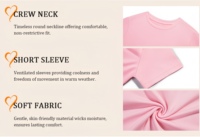 Camisetas de Cuello Redondo para Niñas, Tops de Verano para Niños, Camisetas Personalizadas de Moda Básica de Manga Corta al por Mayor, Mezcla de 60% Poliéster y 40% Algodón