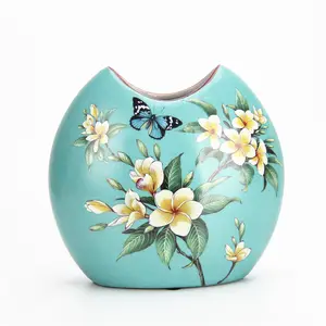 V011 винтажная керамическая ваза, цветочная живопись, фарфоровая синяя настольная декоративная ваза, китайский Декор для дома, оптовая продажа
