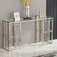 Table Console de Salon en Acier Inoxydable Doré de Qualité Supérieure, Mobilier d'Intérieur