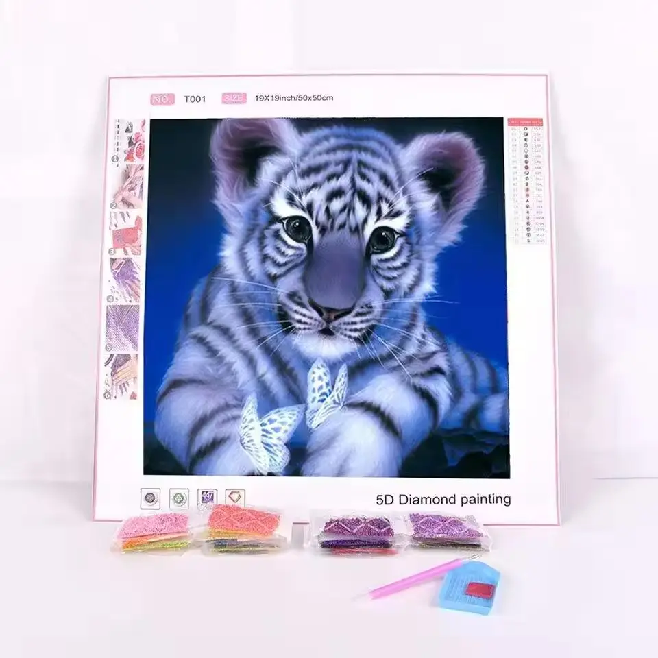 White Tiger Diamond Painting großhandel große Größen-Kits für Erwachsene DIY 5D-Custom-Diamantmalerei