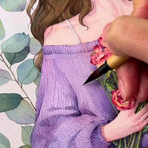 Buku lukis cat air untuk anak-anak, buku palet cat bunga mewarnai buku gambar dengan kuas - Product Image 3