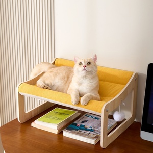 Hölzerne Katzen hängematte mit wasch barem abnehmbarem Matten bezug Summer <span class=keywords><strong>Cat</strong></span> Schreibtisch bett Schlafen Erhöhtes Katzen bett - Product Image 6
