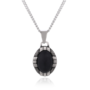 Ónix negro Oval ágata Natural de piedras preciosas COLLAR COLGANTE de <span class=keywords><strong>la</strong></span> joyería para hombres - Product Image 1