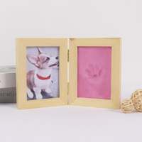 Kit personnalisé d'empreintes de pattes de chien/chat avec cadre photo en bois et logo sur mesure pour souvenir de bébé - Marque Aizhiyin OEM/ODM