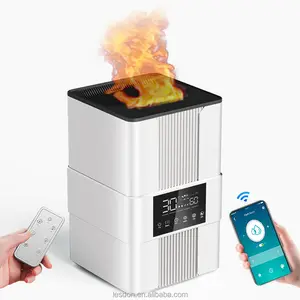 3.5L Desktop Smart Simulated Flame Humificadores H2o, Evaporative Humidifier With Filter