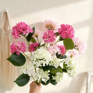 Fleur artificielle CallaFloral Hydrangea, branche unique, blanc rose, décoration intérieure, bouquet de mariage, PVC, caoutchouc souple - Product Image 1
