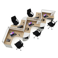 Mobilier de bureau moderne Bureau de poste de travail d'angle en forme de W Design minimaliste modulaire pour le rangement des espaces de travail exécutifs à aires ouvertes