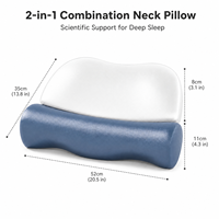 Oreiller ergonomique 2-en-1 en mousse à mémoire de forme avec logo personnalisé, design moderne, orthopédique cervical pour soulager la douleur au cou au lit