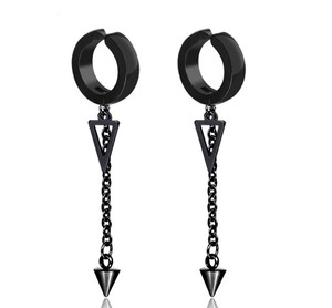 Acier inoxydable indolore <span class=keywords><strong>oreille</strong></span> Clip manchette boucles <span class=keywords><strong>d</strong></span>'oreilles bijoux cadeaux hommes/femmes Punk noir Non Piercing boucles <span class=keywords><strong>d</strong></span>'oreilles pour hommes - Product Image 1
