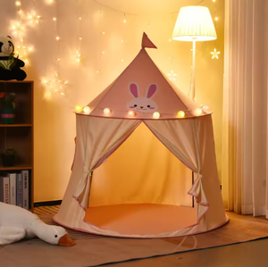 Tente de jeu pour enfants en forme de lapin mignon, tente <span class=keywords><strong>tipi</strong></span> pop-up avec <span class=keywords><strong>tapis</strong></span> rond pour enfants de 2 à 10 ans, tente de jeu intérieure pour s'amuser - Product Image 2