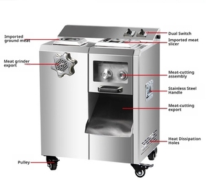 Rebanadora de carne de acero inoxidable semiautomática con grosor ajustable de 3-20 mm para carne fresca, carnicería y cocina - Product Image 2