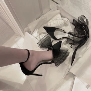 Sandalias de Tacón Alto con Lazo para Mujer, Verano 2025, Elegantes, de Seda, con Correa en el Tobillo, para Bodas y Fiestas - Product Image 3