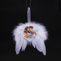 Décoration de Noël moderne pour la maison, pendentif en verre personnalisé par sublimation, logo DIY, cadeau populaire, ornement ailes d'ange en plumes