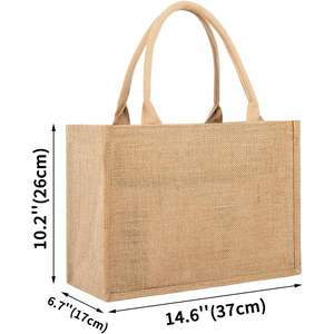 Sac fourre-tout fait sur commande du jute 2025 pour la fermeture de tirette de femmes Bualap avec le texte et le logo adaptés aux besoins du client Images - Product Image 3
