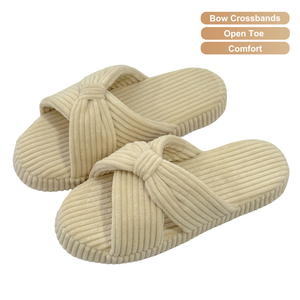Pantuflas de Pana con Lazo para <span class=keywords><strong>Mujer</strong></span>, Espuma Viscoelástica, Suela Gruesa Antideslizante, Pantuflas de Invierno para el Hogar - Product Image 2