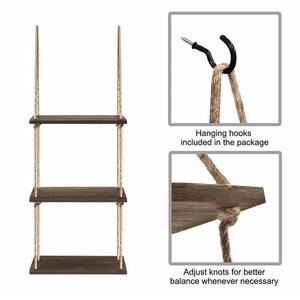 ¡Exclusivo de <span class=keywords><strong>Amazon</strong></span>! Estante de pared de madera flotante de tres capas transfronterizo para exhibición de almacenamiento Diseño de columpio colgante de estilo rural - Product Image 3