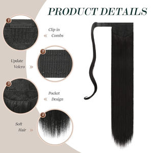 Extensions <span class=keywords><strong>de</strong></span> <span class=keywords><strong>queue</strong></span> <span class=keywords><strong>de</strong></span> <span class=keywords><strong>cheval</strong></span> synthétiques à clipser, effet naturel, 22 pouces, vente en gros - Product Image 3