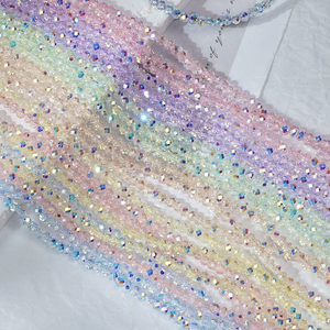 <span class=keywords><strong>Perline</strong></span> di Cristallo Sfaccettate Rotonde di Alta Qualità, 3mm, Trasparenti con Placcatura AB Colorata Lucida, Distanziatori Sciolti - Product Image 2