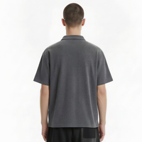 SS261358 Polo Homme Personnalisé avec Logo, Effet Délavé, Coupe Oversize, Fermeture Éclair YKK, 325 g/m², 71% Coton 29% Poly, Tissu Gaufré