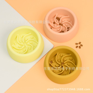 Bol d'alimentation lent pour animaux de compagnie, pour chats et chiens, avec design incliné, forme arrondie, 130x130x48mm, plat anti-étouffement - Product Image 4