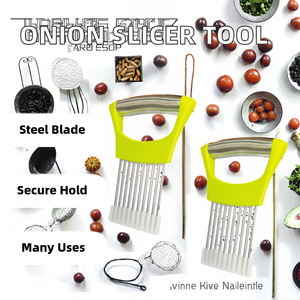 เครื่องหั่นผักแบบมือหมุนสแตนเลส 2 ชิ้น - ที่หั่นหัวหอมและผลไม้พร้อมที่ป้องกันมือเพื่อความปลอดภัย - Product Image 2