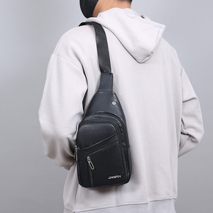 JINGPIN Men's Chest Bag PU Material Multi Layer Fashionable Business Travel Commuting Outdoor Sports Crossbody Bag - Product Image 3