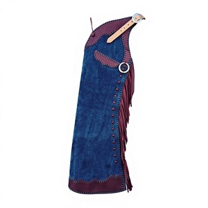Western Full Length Leather Chaps With Fringe And Tassel Decor Unisex Horse Riding Wear - Product Image 1
