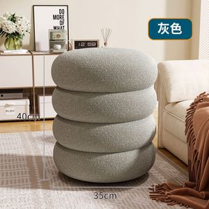 Living Room Cream Round <b>Stool</b> - Multifunctional Home Shoe Changing <b>Stool</b> and <b>Sofa</b> <b>Stool</b> - Product Image 2