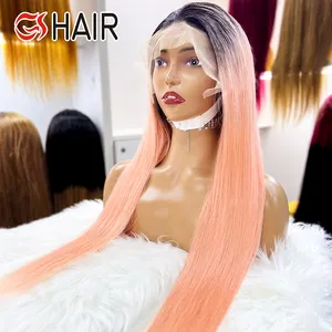Hot Sell Pre Plucked 1B/Pink Color Human Hair Wig,Unprocessed Vietnamese Virgin Hair Transparent Lace Front Wigs With Baby Hair