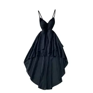 Yaz siyah/beyaz düzensiz spagetti kayışı uzun elbise kadınlar seksi straplez yüksek bel fırfır Backless Vestidos yeni Robe