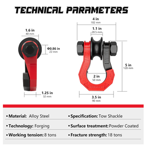 Ambull Nouveau Design Haute Performance 4x4 <span class=keywords><strong>Levage</strong></span> Forgé G209 Shackle en Alliage Rouge Anti-Déchirure avec Bloc <span class=keywords><strong>de</strong></span> Traction - Product Image 2