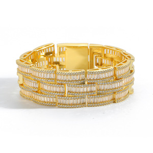 Pulsera ancha con cierre de resorte, brazalete de reloj con circonitas en forma de T, joyería de pulsera para hombre, collar de moda Tanjing Lijing - Product Image 3